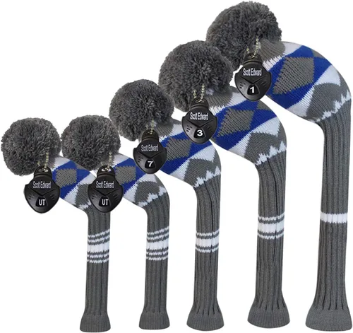 Vista 11 de Scott Edward Knit Golf Club Cover for Woods and Driver Set of 5 Head Covers Protect Driver Wood(460cc)* 1 Fairway Wood*2 and Hybrid/UT*2 with