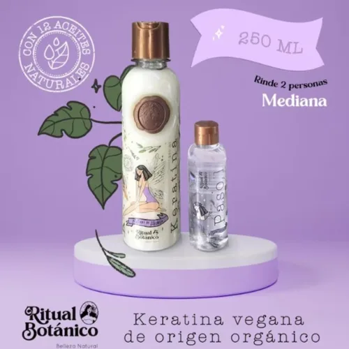 Vista 2 de RITUAL BOTANICO Keratina Organica 250 ML - 12 Aceites Naturales y Aminoácidos que aportan brillo, sedosidad y nutrición. Keratina para alisar