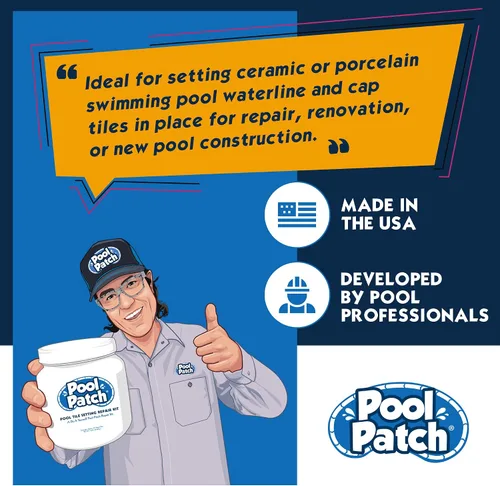 Vista 5 de Pool Patch Kit de reparación adhesivo para azulejos de piscina gris de 3 libras, fórmula de ajuste fácil de mezclar y aplicar, perfecto para pegar