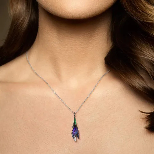 Vista 4 de Santuzza Colgante de plata de ley 925 hecho a mano con flores esmaltadas para mujer