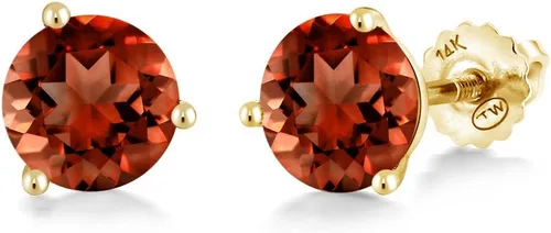 Vista 28 de Gem Stone King Aretes de Martini de oro amarillo de 14 quilates Aretes de tuerca de 3 puntas para mujeres y hombres Redondos de 0.236 pulgadas