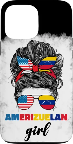 Vista 23 de iPhone 16 Half American And Venezuelan USA Venezuela Flag Girl Funda para mujer