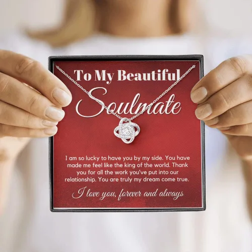 Vista 5 de to My Soulmate Love Knot Necklace - My Lovely Wife, Gifts for Girlfriend, Romantic Gifts for Her from Husband to Wife, Valentine's Day, for Wife WFF