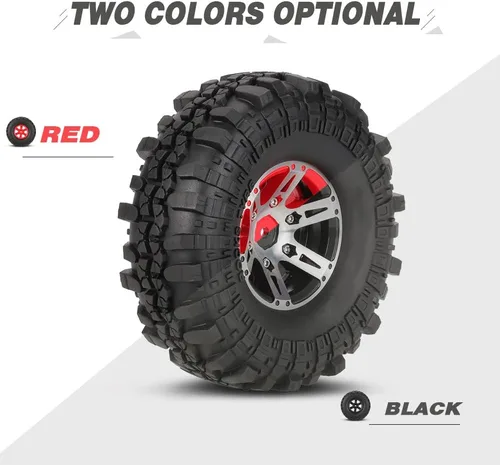 Vista 4 de Goolsky 4 neumáticos AUSTAR AX-4020A de 1.9 pulgadas 4.331 in 1/10 Rock Crawler con llantas de aleación Beadlock para D90 SCX10 AXAIL RC4WD TF2 RC