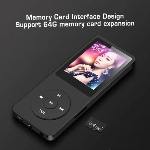 Vista 5 de Reproductor MP3 MP4 8GB de memoria 64 GB expandible, 30 horas de reproducción, ligero y portátil, fácil de usar, calidad de sonido sin pérdidas