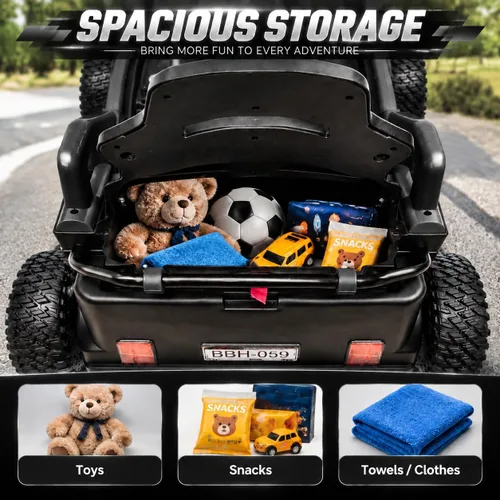 Vista 5 de Go Kart eléctrico de 12 V para niños, coche con marco de metal de 3 a 6 Negro