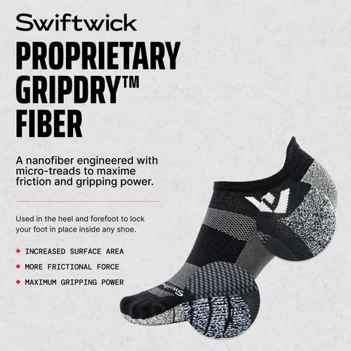 Vista 4 de Swiftwick - Calcetines antideslizantes para correr FLITE XT invisibles, calcetines de golf, máxima estabilidad Negro