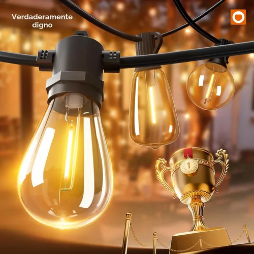 Vista 2 de addlon - Serie de luces LED para exteriores de 7.6 m con focos Edison irrompibles, cadena resistente a la intemperie y de grado comercial, luces