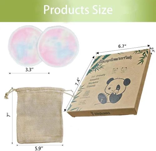 Vista 5 de Paquete de 28 almohadillas reutilizables para eliminar el maquillaje con bolsa de lavandería, lavables, suaves y cómodas, lavables de algodón