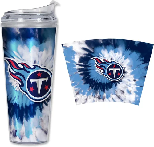 Vista 23 de Rico Industries NFL Football Glitter 24 onzas Vaso de purpurina acrílico con tapa con bisagra, Vaso de doble pared oficialmente licenciado con pajita