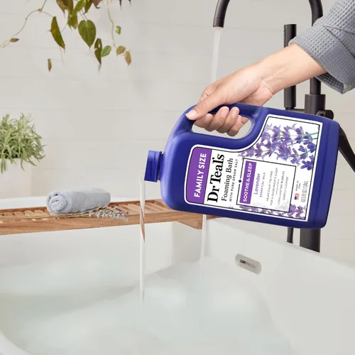 Vista 6 de Dr Teal's Baño espumoso con sal pura de Epsom, calma y duerme con lavanda, 62.5 onzas líquidas