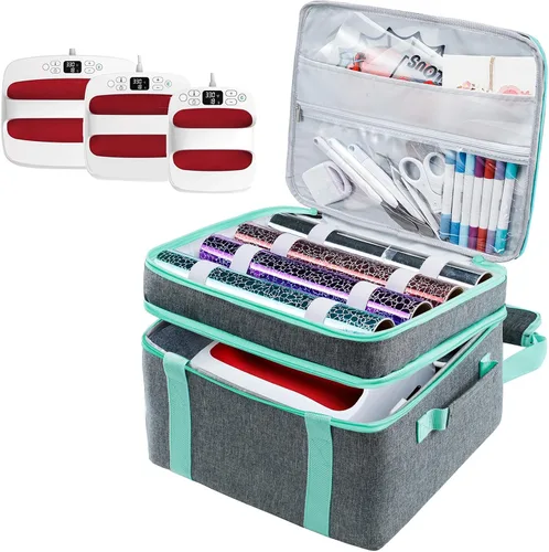 Vista 8 de MYBAGZING Funda de transporte de doble capa compatible con Cricut EasyPress 2 (9 x 9), bolsa de prensa térmica resistente, funda de almacenamiento