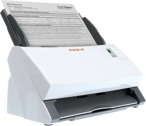 Vista 3 de Ambir Technology ImageScan Pro 340 - Escáner ADF de alta velocidad de 40 ppm para PC con Windows y Mac, color blanco