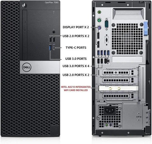 Vista 2 de Dell OptiPlex 7060 Tower Computers Computadoras de escritorio Windows 11, i7-8700 3.2GHz, 32GB DDR4 Ram 512GB SSD M.2 NVMe SSD, Intel AX210 WiFi 6e