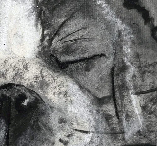 Vista 3 de Sleeping Bulldog Puppy Charcoal, Hand Signed by Artist Oscar Jetson, Dog Mom Gift, English Bulldog Owner Gift, Home Decor