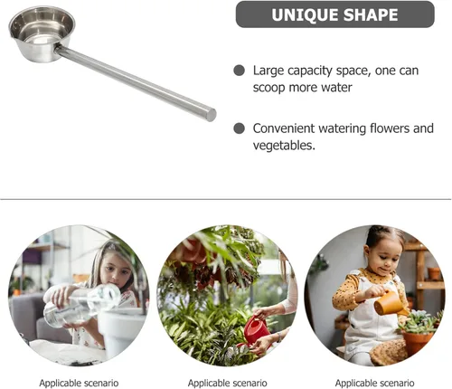 Vista 2 de ERINGOGO Cucharón de mango largo, cuchara grande de acero inoxidable de 24 onzas con borde de vertido, cucharón de servir para salsa de cantina