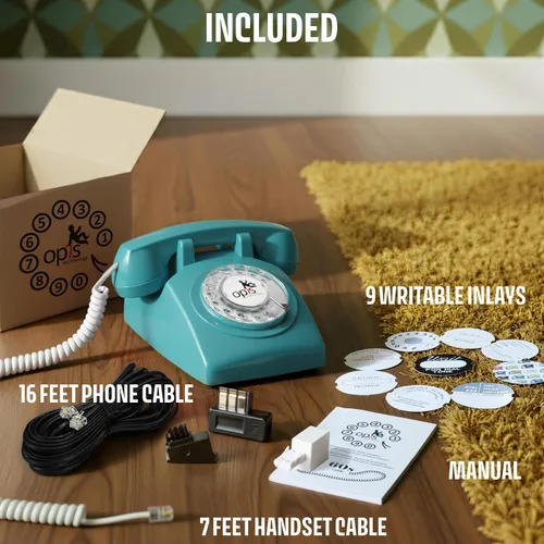 Vista 6 de Opis 60s Cable: Teléfono rotativo/Teléfono vintage/Teléfono retro/Teléfono antiguo/Teléfono fijo retro/Teléfono vintage/Teléfono analógico