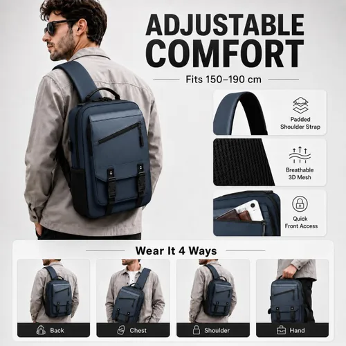 Vista 8 de Bolsa tipo mensajero de lona tipo bandolera para computadora portátil, casual, viajes, para hombres y mujeres