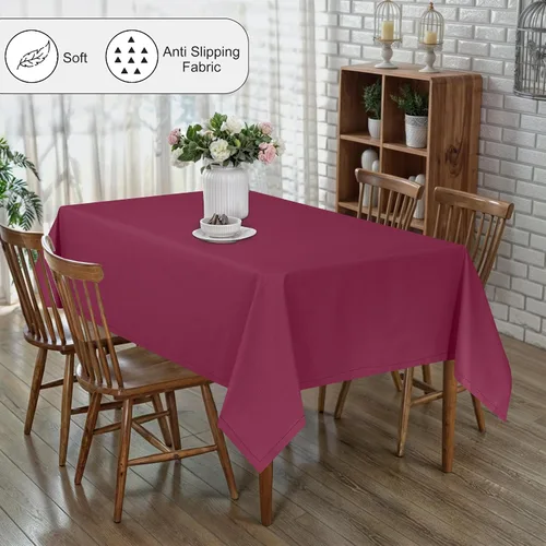Vista 4 de RUVANTI Paño de Mesa Rectángulo de Lino de Algodón 84x60 Pulgadas, Borde Clásico, Resistente a Manchas, Paño de Mesa Lavable Perfecto para Cubrir