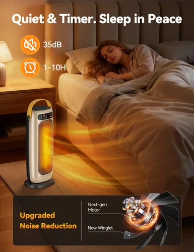 Vista 6 de Calentador de espacio, calentadores eléctricos de cerámica PTC de 1500 W para uso en interiores con control remoto, calentador de habitación de 4