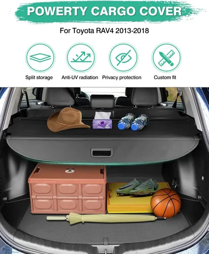 Vista 2 de Powerty Cubierta de Carga para Toyota RAV4 2013-2018, Cubierta Retráctil de Maletero, Cubierta de Privacidad, Repuesto para Accesorios Toyota RAV4