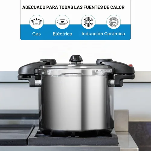 Vista 6 de Buffalo Olla a presión de acero inoxidable de 8 cuartos de galón – Olla pequeña para conservas con tapa para el hogar, uso comercial, olla a presión