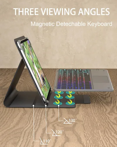 Vista 7 de Teclado Universal para Tableta con Funda de Touchpad para Tabletas de 9", 9.7", 10.1", 10.2", 10.5", 10.9", 11", Teclado Inalámbrico