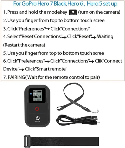 Vista 7 de Suptig Control remoto WiFi compatible con GoPro Hero 8/7/6/5/4/3+/Session - Control remoto inalámbrico impermeable (negro)