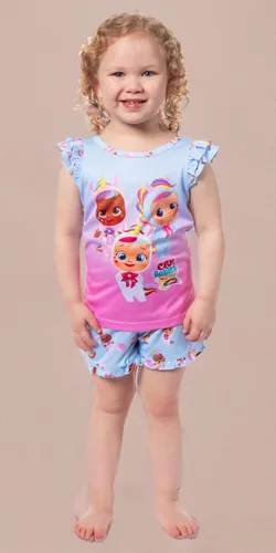 Vista 8 de INTIMO Cry Babies Magic Tears Fantasy Unicorn - Conjunto de pijama de manga con volantes y pantalones cortos, conjunto de 2 piezas Azul