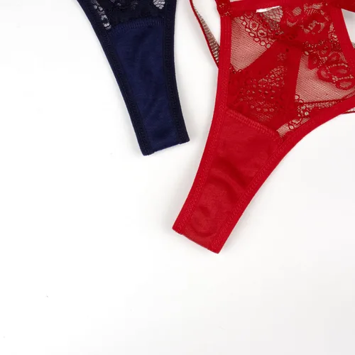 Vista 48 de Ropa interior con purpurina transpirable con encaje sexy para mujer