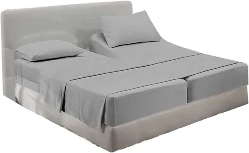 Vista 43 de Juego de sábanas divididas tamaño Queen para cama ajustable, juego de sábanas divididas de 5 piezas para cama Queen dividida de 600 hilos, 100%
