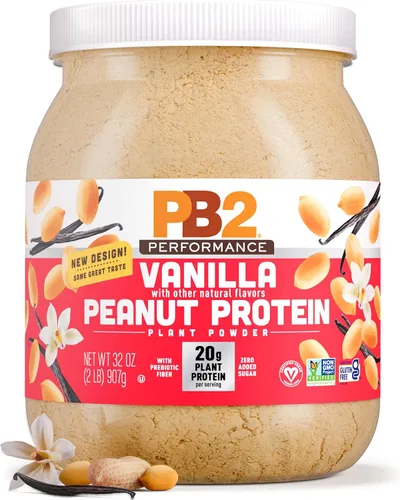 Vista 9 de PB2 Performance - Polvo de proteína vegano a base de plantas de almendra 20g de proteína completa, sin azúcar añadida, fibra prebiótica Sin