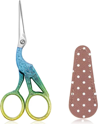 Vista 8 de BIHRTC - Tijeras pequeñas de 3.6 pulgadas para manualidades, punto de cruz, tejido, costura, enhebrado, trabajo de aguja, arte, bricolaje, con punta