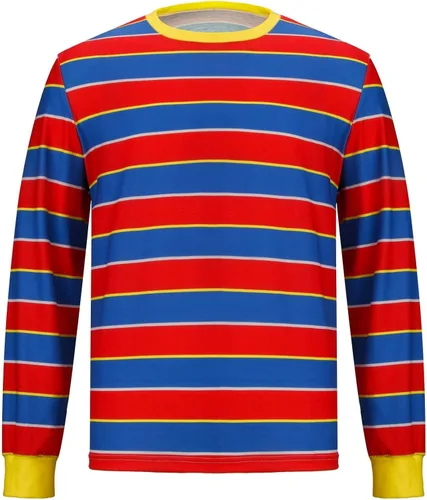 Vista 2 de HORNIGHT Camiseta de Bert Ernie para hombre, multicolor, a rayas, manga larga, disfraz de Halloween y cosplay
