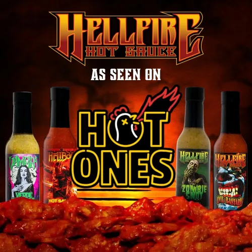 Vista 8 de Hellfire Hot Sauce Paquete de regalo: paquete variado de salsa picante gourmet con 4 sabores aterradores para fiestas o regalos