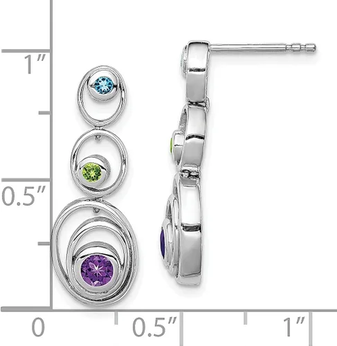 Vista 4 de Aretes de plata de ley 925 con peridoto verde, topacio azul, morado, amatista, colgantes, joyería fina para mujer, regalos para ella, Plata de ley