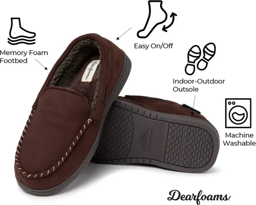 Vista 6 de Dearfoams Men's Keaton Memory Foam Moccasin with Wide Widths Slipper