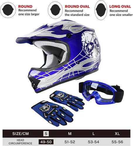Vista 2 de TCT-MT DOT - Casco de motocross para niños y jóvenes, casco de cara completa para motocicleta todoterreno ATV Dirt Bike Motocross casco + guantes +