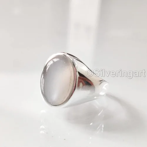 Vista 2 de Grey Moonstone Ring, Silver Jewelry, 925 Silver Ring, Anniversary Gift, Natural Grey Moonstone, June Birthstone Ring, Heavy Mens Ring, Spiritual