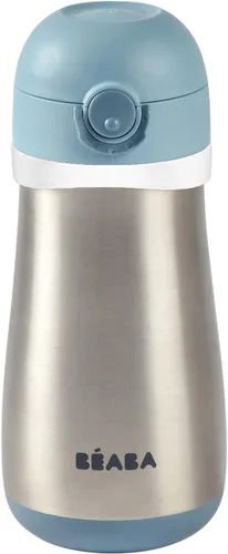 Vista 8 de BEABA - Botella de agua para niños con aislamiento de acero inoxidable, termo con boquilla a prueba de derrames y parte superior cerrada, perfecta