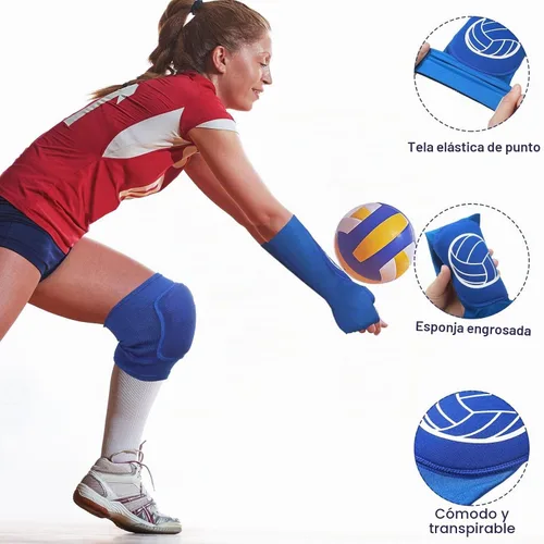 Vista 3 de Sosation Juego de 2 rodilleras de voleibol y mangas de brazo de voleibol con almohadilla de protección, protector de muñeca de antebrazo