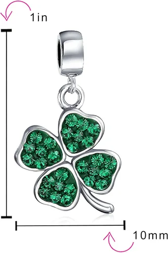Vista 3 de Good Luck Lucky 3D Red Lady Bug Irish Shamrock Leaf Enamel Green Heart Clover Charm Bead For Women Teens .925 Sterling Silver Fits European Bracelet