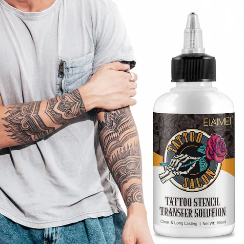 Vista 3 de Gel de transferencia de plantillas de tatuaje, crema mágica para plantillas, solución de aplicación de tatuaje para plantillas de máquinas de papel