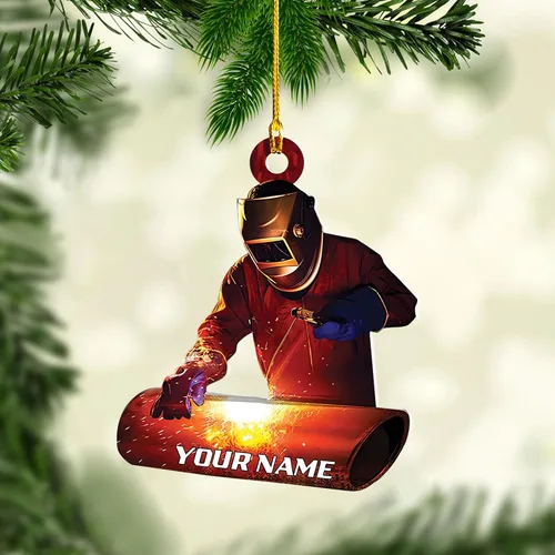 Vista 17 de Adornos de soldador personalizados, adorno de árbol de Navidad con nombre personalizado, regalo perfecto para soldador
