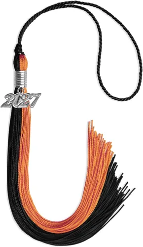 Vista 101 de Endea Graduation Borla de doble color con gota de fecha plateada (negro/oro antiguo, 2025)