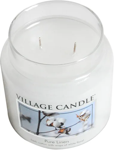 Vista 3 de Village Candle Pure Linen - Vela perfumada en tarro de vidrio de 16 onzas, tamaño mediano