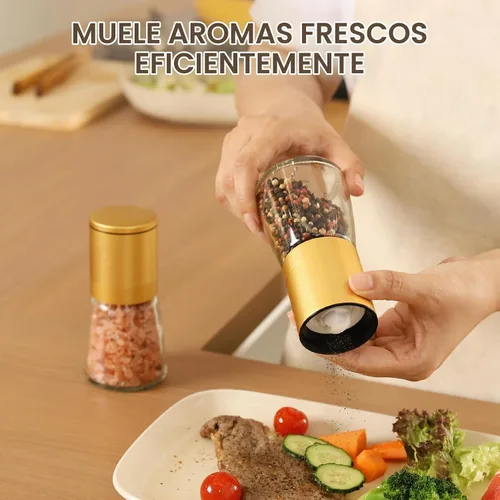 Vista 4 de Vucchini Gold - Molinillo de sal y pimienta de cerámica ajustable Dorado