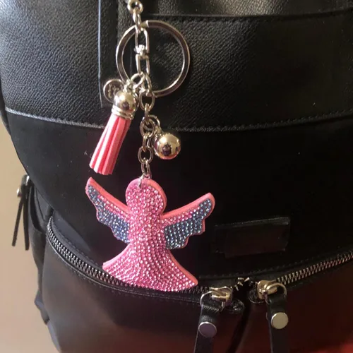 Vista 2 de Popfizzy Llaveros de diamantes de imitación para mujeres y niñas, llaveros de mochila brillantes, dijes para bolso, llavero divertido, regalo genial