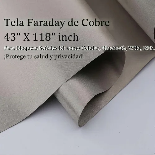 Vista 2 de Tela Faraday: material conductor de grado militar que protege las señales de RF (WiFi, celda, Bluetooth, GPS, radiación), tela de escudo inalámbrico