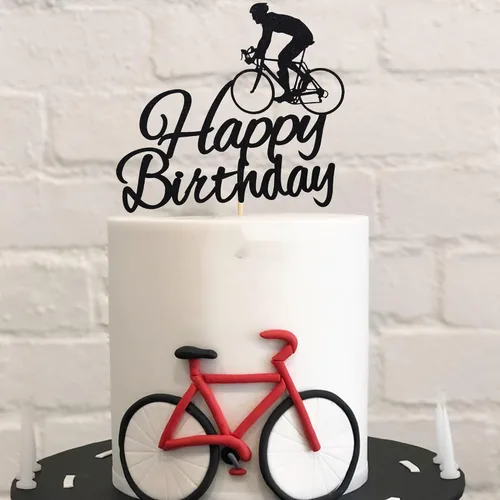 Vista 3 de 1 adorno para pastel de cumpleaños, decoración de pastel de fiesta de cumpleaños, decoración de pastel con temática deportiva Bicicleta